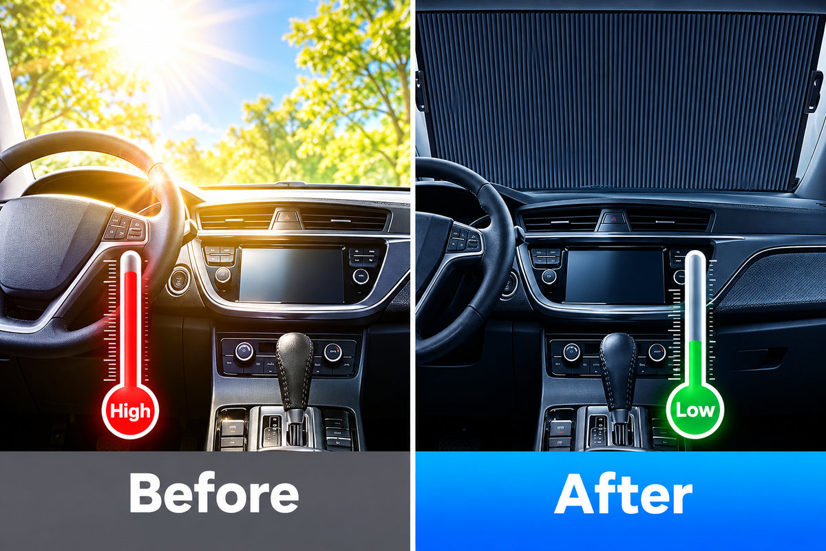 Retractable Car Windshield Sunshade – 160 × 70 cm